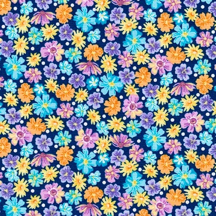 Ткань хлопок Robert Kaufman Peppy wildflowers 50х55 см navy