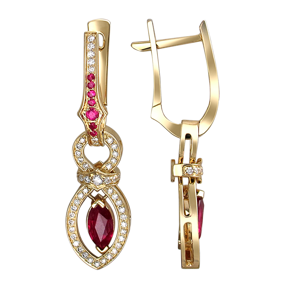 

Серьги из желтого золота с бриллиантом Эстет 01С647974-3, 01С647974-3
