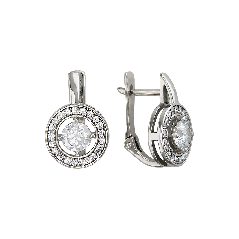 

Серьги из серебра с фианитом Эстет 01С1510395, 01С1510395