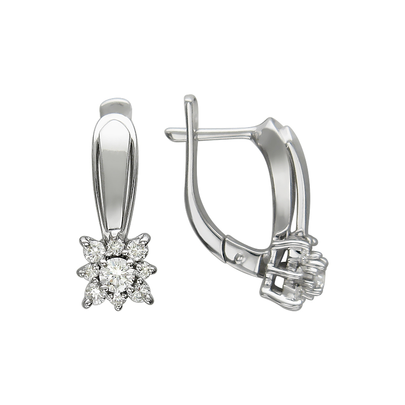 

Серьги из белого золота с фианитом Эстет 01С126073, 01С126073