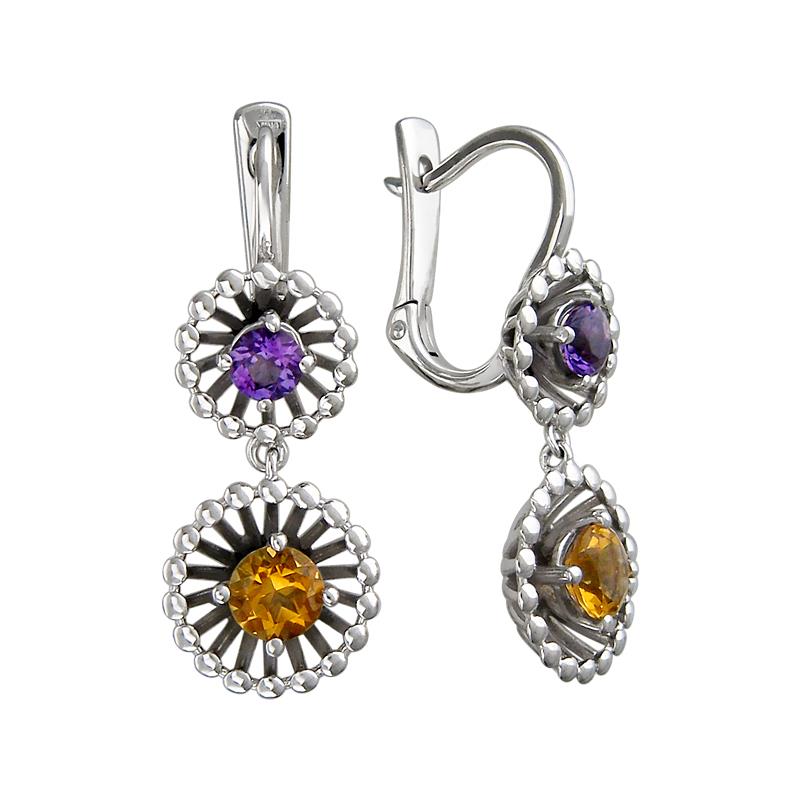 

Серьги из серебра с аметистом Эстет 01С358006-1, 01С358006-1