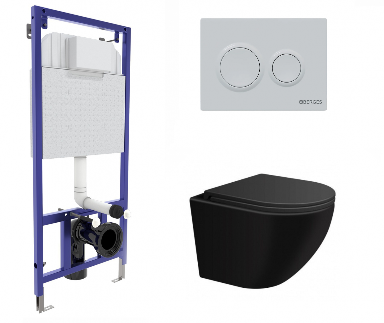 

Комплект: инсталляция Berges + унитаз EVI черный с кнопкой белой, 532433