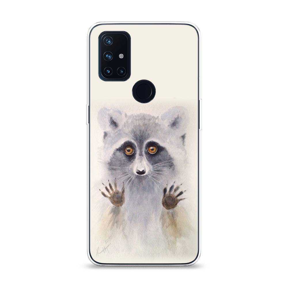 

Чехол на OnePlus Nord N10 "Енот за стеклом", Бежевый;серый, 152350-4