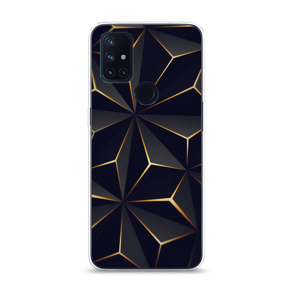 

Чехол на OnePlus Nord N10 "Черные полигоны", Золотистый;черный, 152350-3