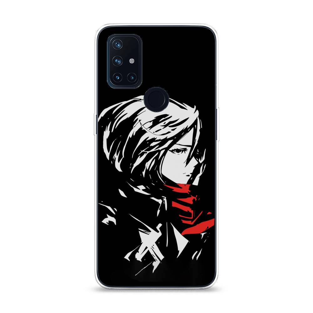 

Чехол на OnePlus Nord N10 "Микаса минимализм", Черный;серый;красный, 152350-4