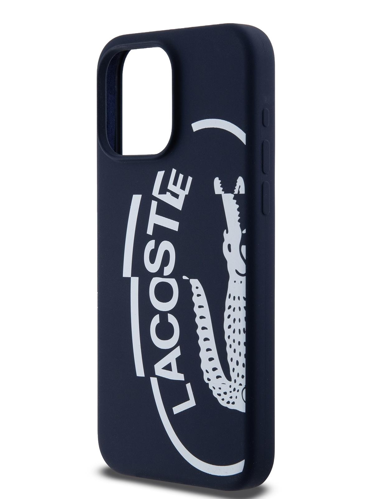 

Чехол Lacoste для iPhone 15 Pro с эффектом Soft-touch Oval logo Hard Blue, Синий