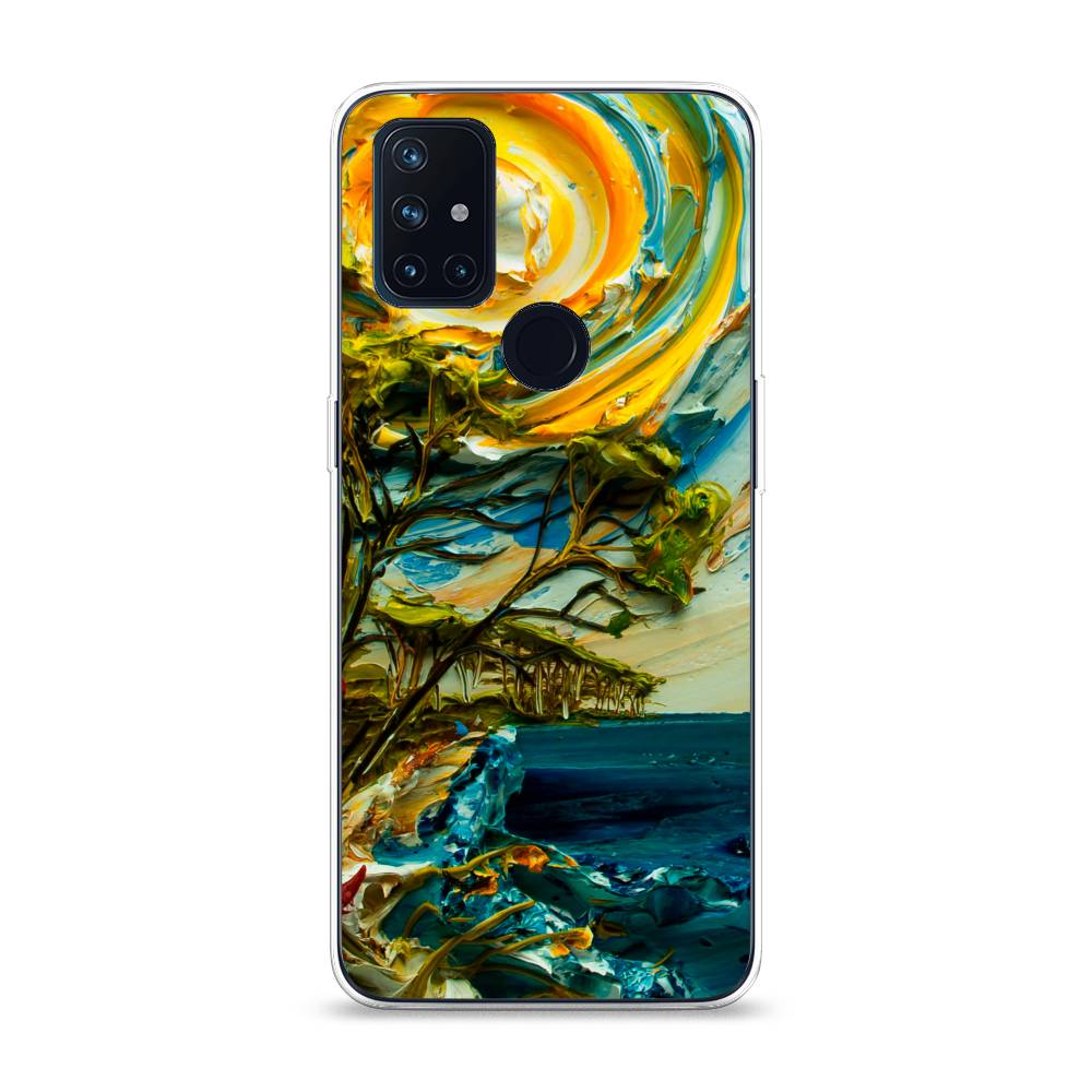 

Чехол на OnePlus Nord N10 "Солнце живопись", Желтый;синий, 152350-4
