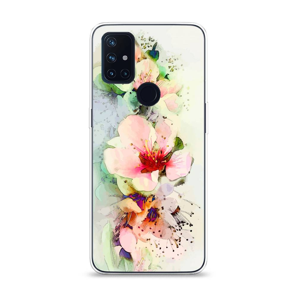 

Чехол на OnePlus Nord N10 "Нежные цветы", Зеленый;розовый, 152350-2