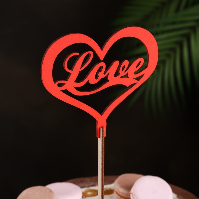 

Топпер деревянный "Love" красный 12х11 см, (3шт.)