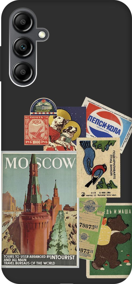 

Чехол на Samsung Galaxy A14 с 3D принтом "Soviet Stickers" черный, Черный;голубой, 158811
