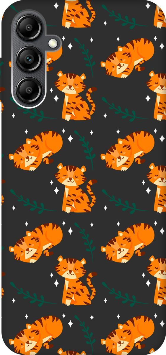 

Матовый Soft Touch Чехол на Samsung Galaxy A14 с 3D принтом "Tigers" черный, Черный;белый, 158811
