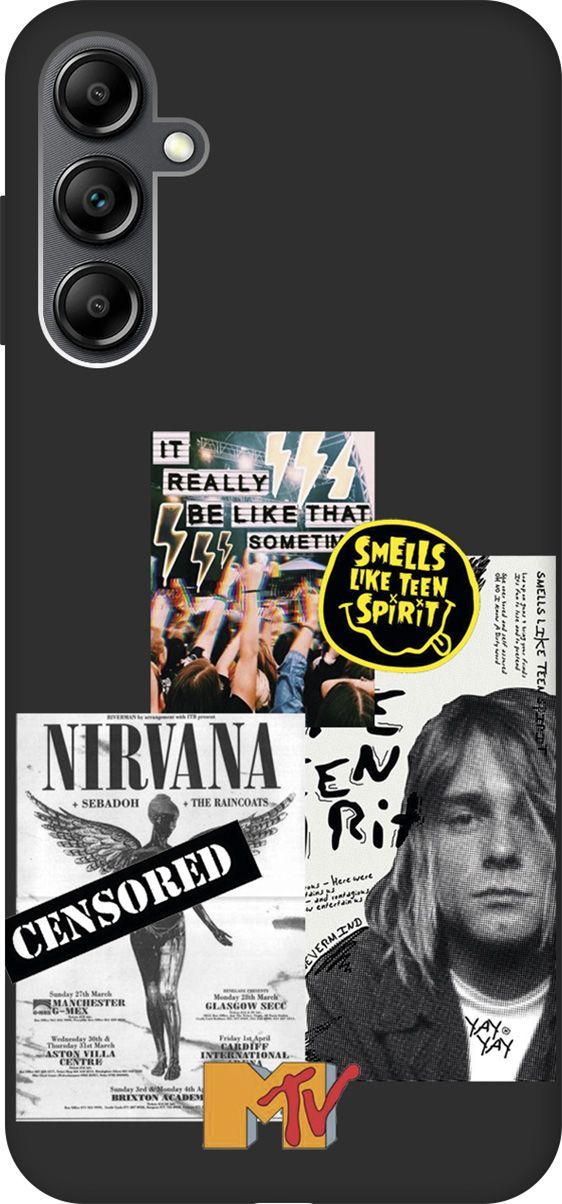 

Матовый Soft Touch Чехол на Samsung Galaxy A14 с 3D принтом "Nirvana" черный, Черный;белый, 158811