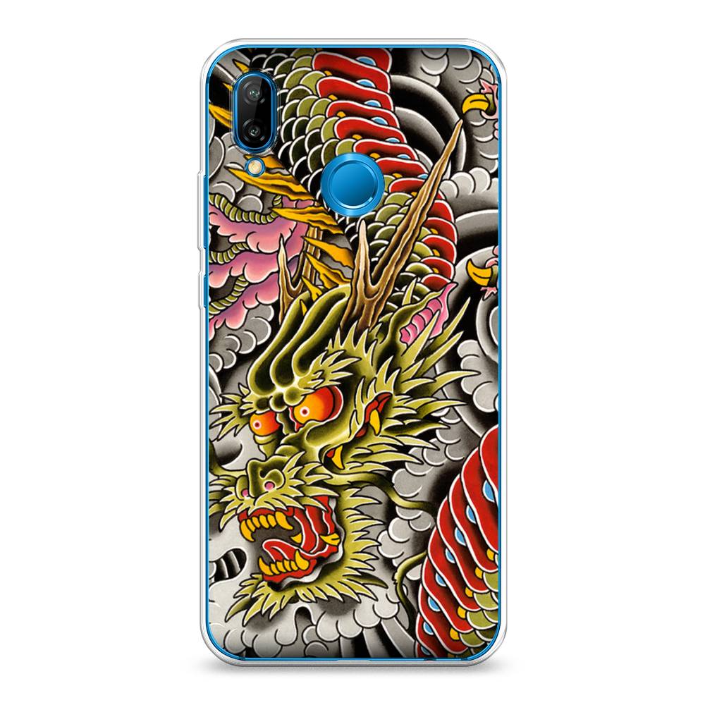 

Чехол на Huawei P20 Lite "Японский дракон", Желтый;розовый;красный, 64450-4