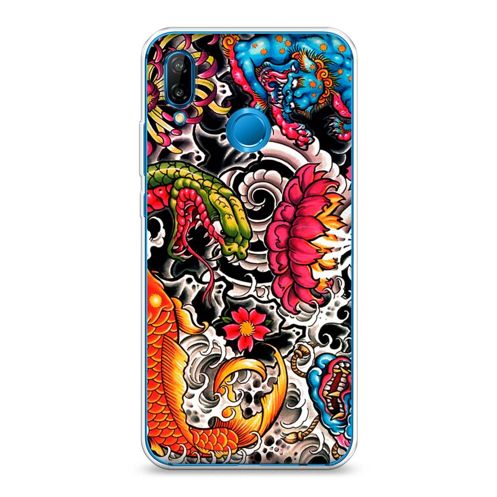 

Чехол на Huawei P20 Lite "Японское искусство", Красный;оранжевый;голубой, 64450-4