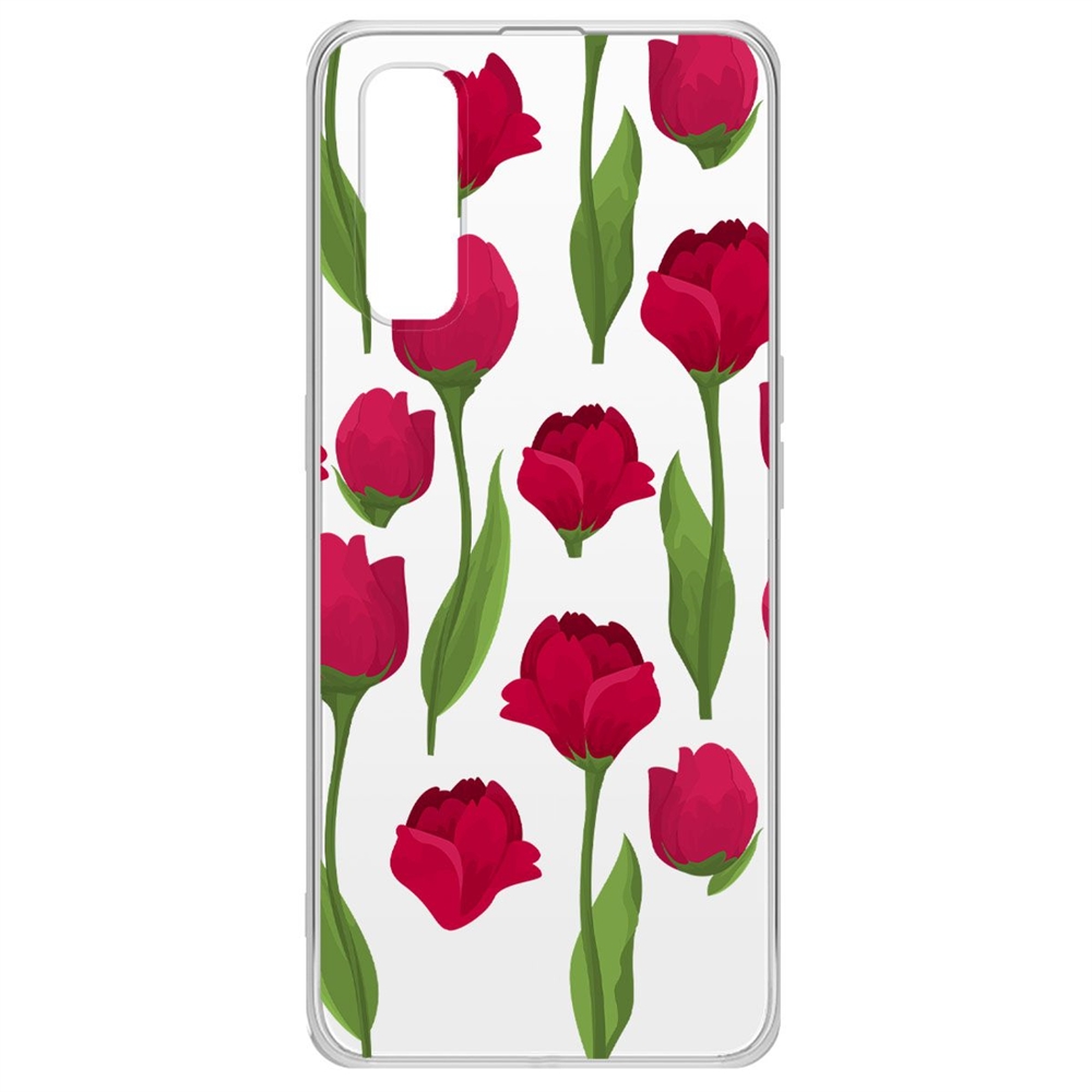 

Чехол-накладка Krutoff Clear Case Розы паттерн для Oppo Find X2, Прозрачный