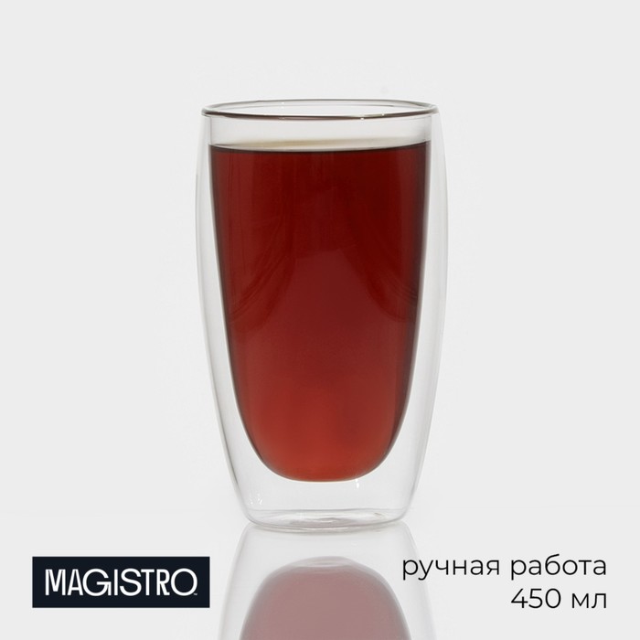

Стакан стеклянный с двойными стенками Magistro «Поль», 450 мл, Прозрачный