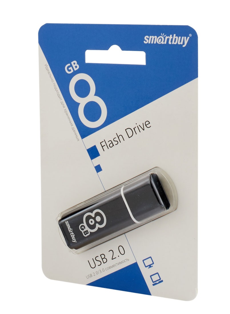 USB накопитель 8 GB Smart Buy Glossy Series Black