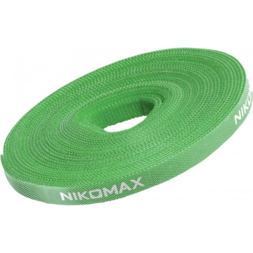 NIKOMAX Стяжка-липучка нарезаемая, в рулоне 5м, ширина 15мм, зеленая NMC-CTV05M-15-RL-GN