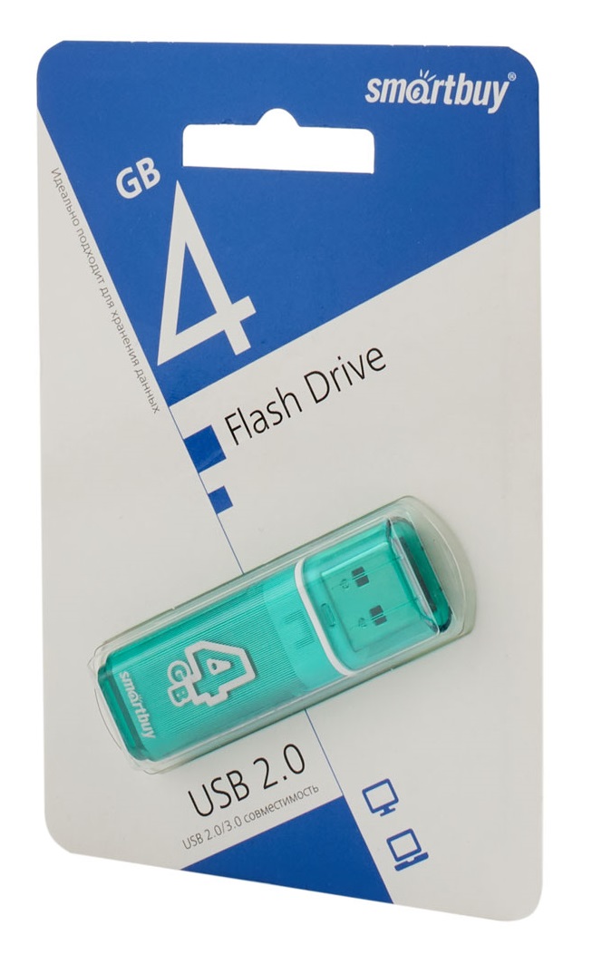 Карта памяти SmartBuy USB 4Гб USB накопитель 4 GB Smart Buy Glossy series Green (2014812)