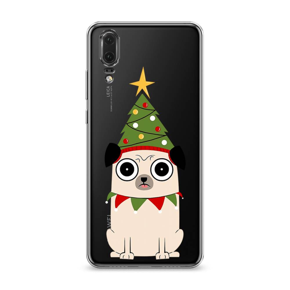 

Чехол на Huawei P20 "Собачка с ёлочкой", Бежевый;красный;зеленый, 64350-1