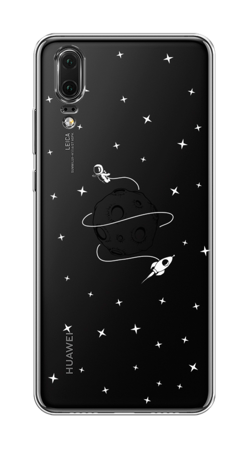 

Чехол на Huawei P20 "Полет вокруг луны", Белый;серый;черный, 64350-2