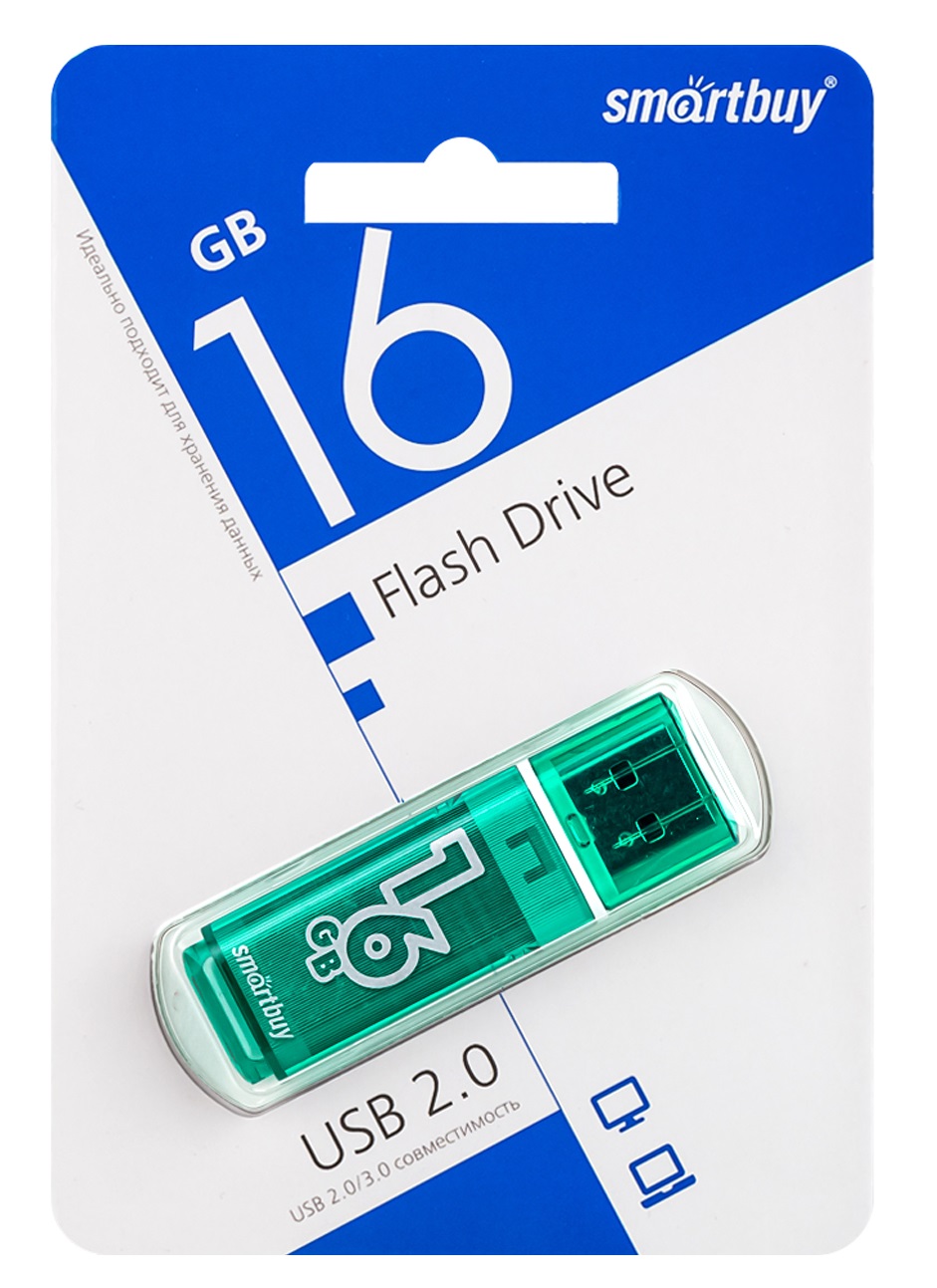 Карта памяти SmartBuy Гб USB накопитель 16 GB Smart Buy Glossy Series Green (2014810)