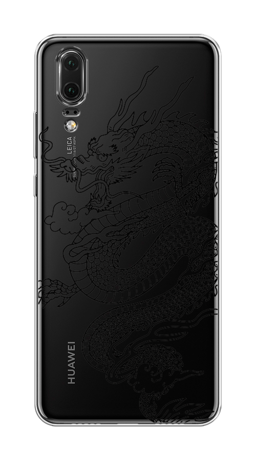 

Чехол на Huawei P20 "Большой китайский дракон", Черный;серый, 64350-1