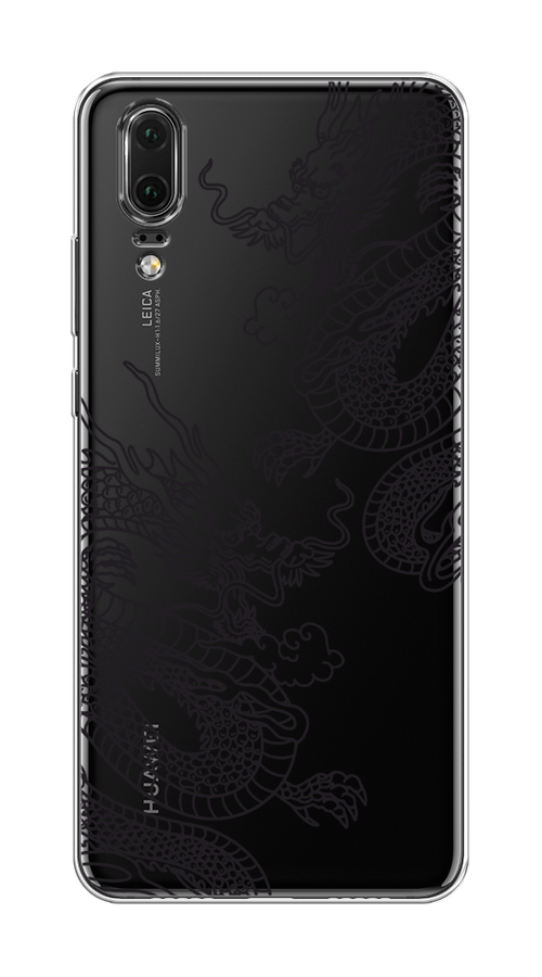 

Чехол на Huawei P20 "Два китайских дракона", Серый;черный, 64350-1