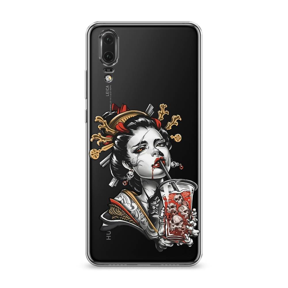

Чехол на Huawei P20 "Опасная гейша", Красный;черный;серый, 64350-4