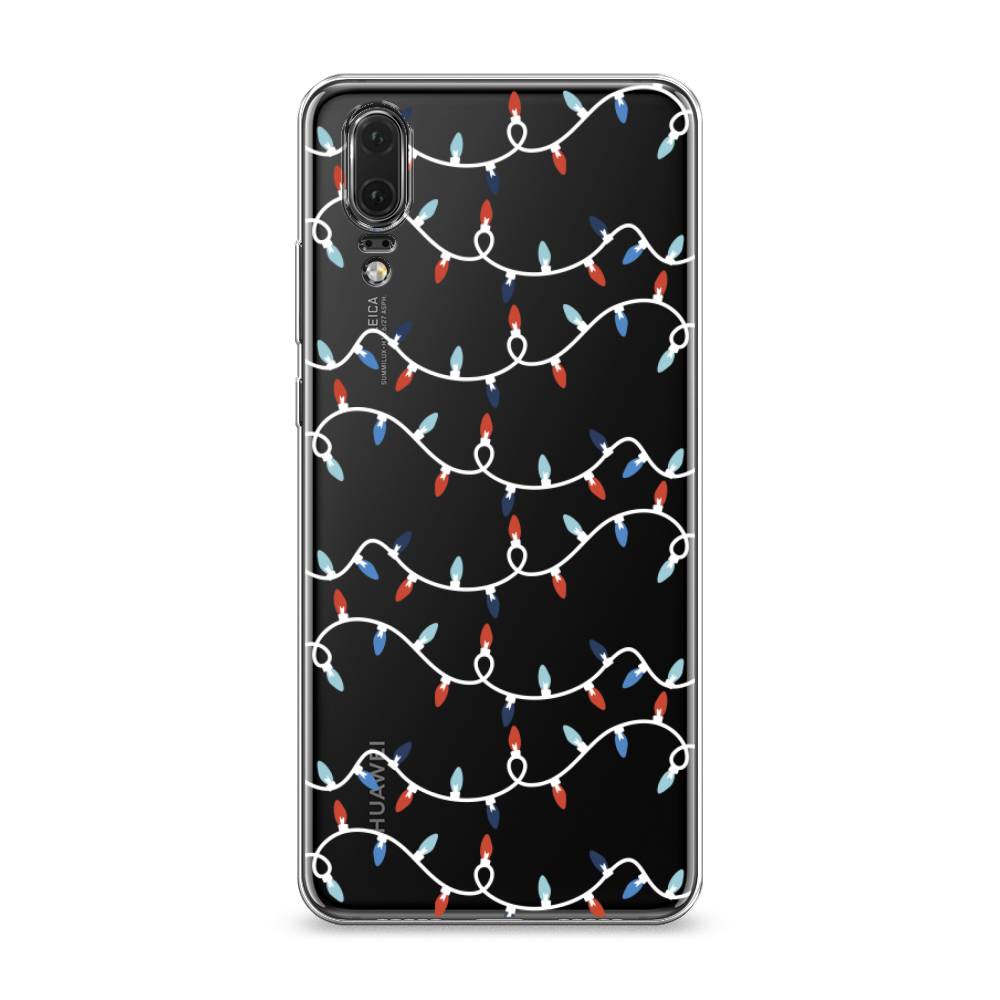 

Чехол на Huawei P20 "Разноцветная гирлянда", Белый;красный;синий, 64350-5