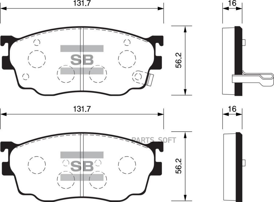 

Колодки дисковые передние \ Mazda 626 GW 1.8i/2.0i/TDi 98> HI-Q SP1529, SP1529