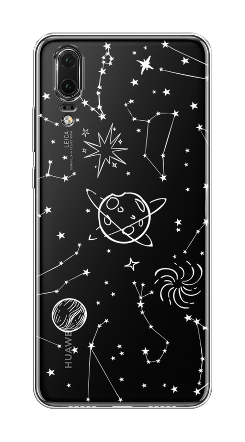 

Чехол на Huawei P20 "Планеты в космосе", Белый, 64350-2