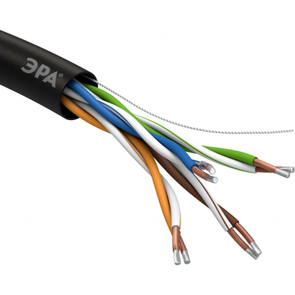 Кабель ЭРА витая пара, U/UTP, 4x2x24AWG, Cat5e, CCA, PE, OUTDOOR, 305м, SIMPLE Б0044436