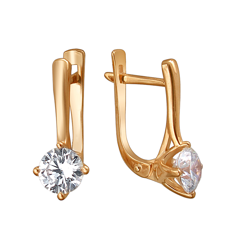 

Серьги из красного золота с фианитом Эстет 01С118529, 01С118529