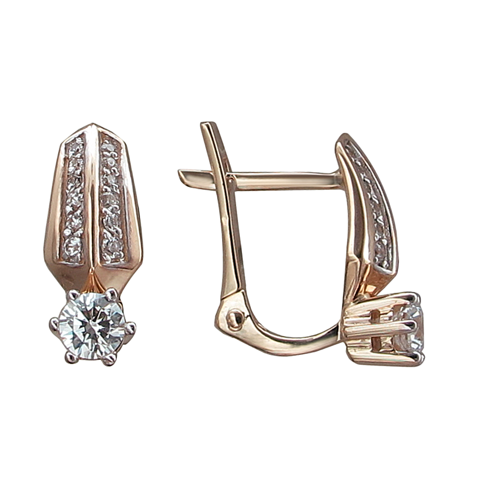 

Серьги из красного золота с фианитом Эстет 01С118794, 01С118794