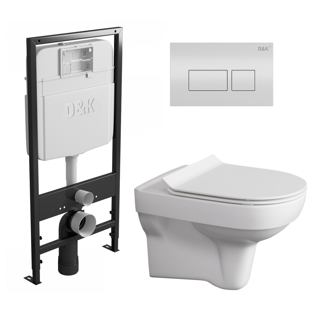 

Комплект: инсталляция D&K + унитаз City New clean on + кнопка белая, 530839