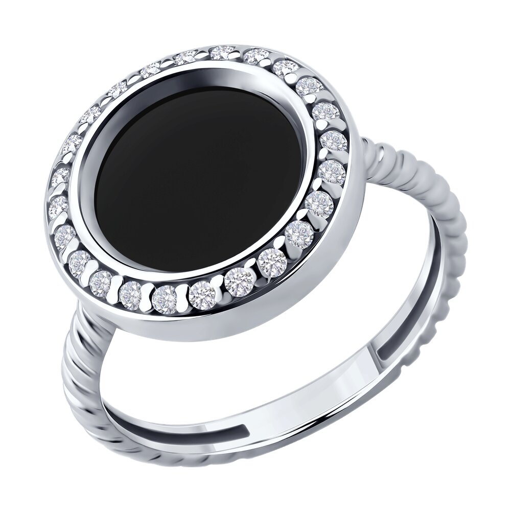 

Кольцо печатка из серебра р. 16,5 Diamant 94-310-02282-1, фианит/агат, 94-310-02282-1