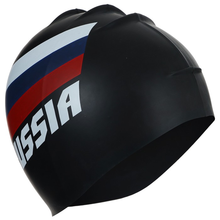 Шапочка для плавания взрослая, RUSSIA, силиконовая, обхват 54-60 см, цвет чёрный