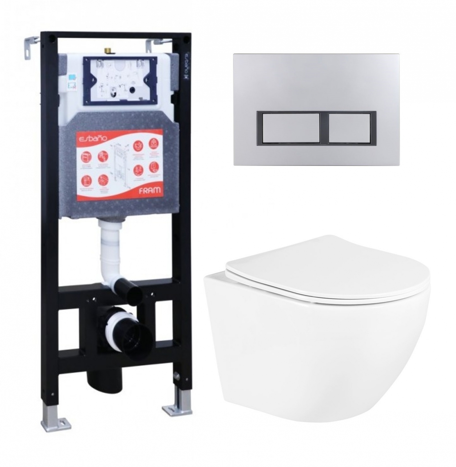 

Комплект: инсталляция ESBANO + унитаз Uno + кнопка хром матовая, 530586