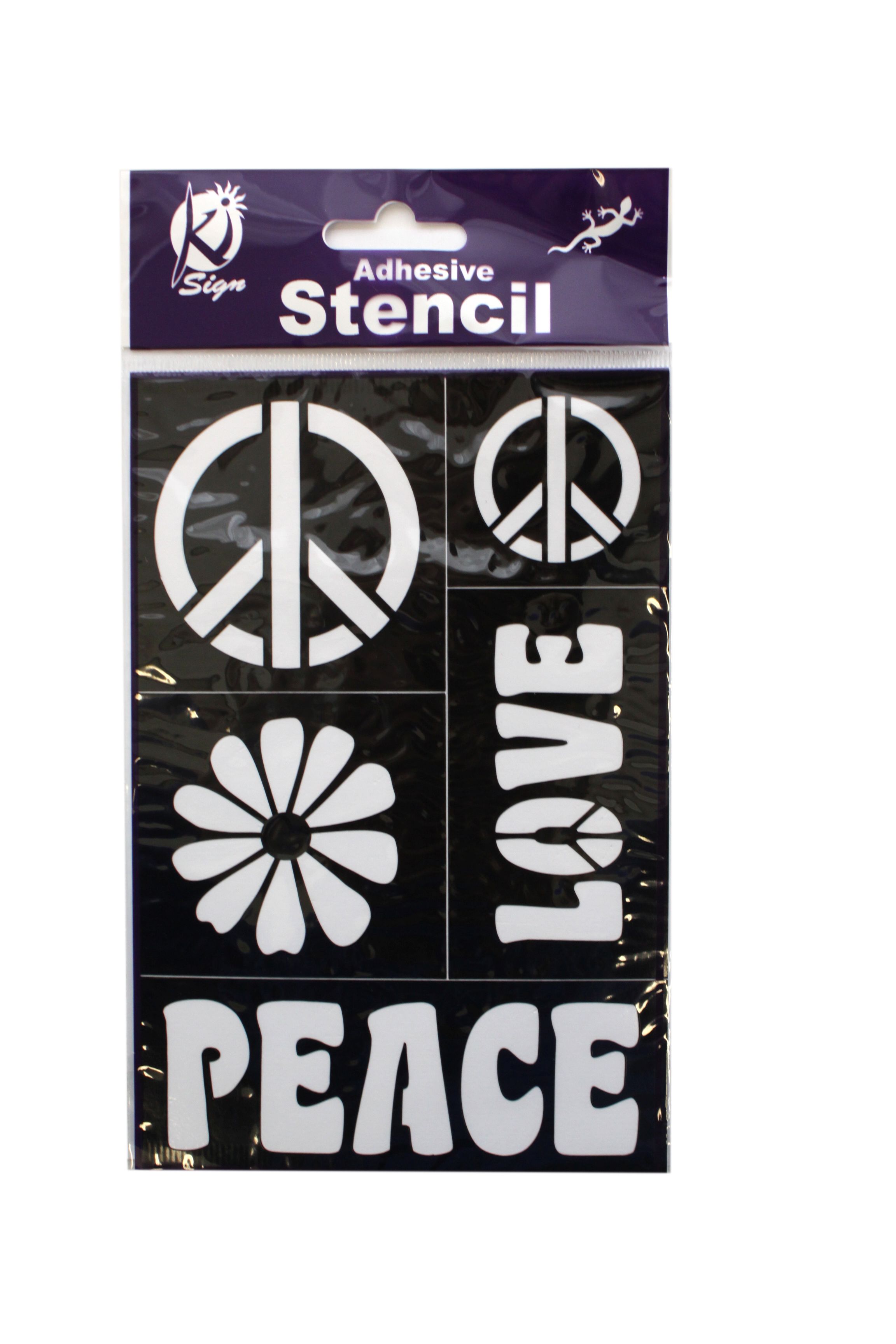 

KS-BSL-009 Трафарет на клейкой основе 'PEACE N' LOVE', 12х18см Ki Sign