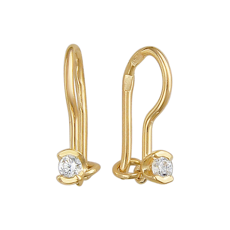 

Серьги из желтого золота с фианитом Эстет 01С138537, 01С138537
