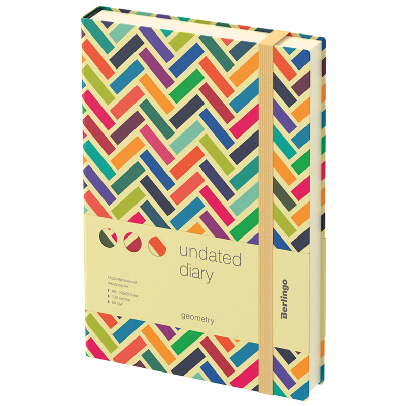 

Ежедневник недатир. A5, 136л., кожзам, Berlingo Geometry, с рисунком.