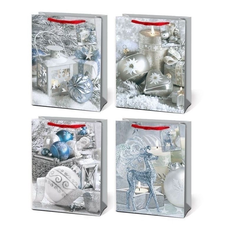 

Пакет новогодний 26 x 32 x 10 см Серебряный шар в ассортименте (дизайн по наличию), Серебристый