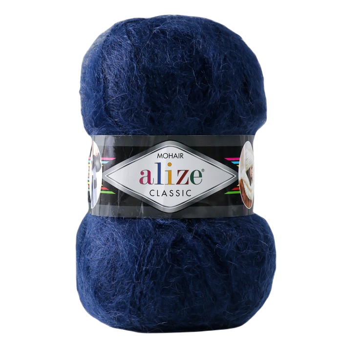 фото Пряжа "mohair classic" 25% мохер, 24% шерсть, 51% акрил 200м/100гр (395 темно-синий) alize