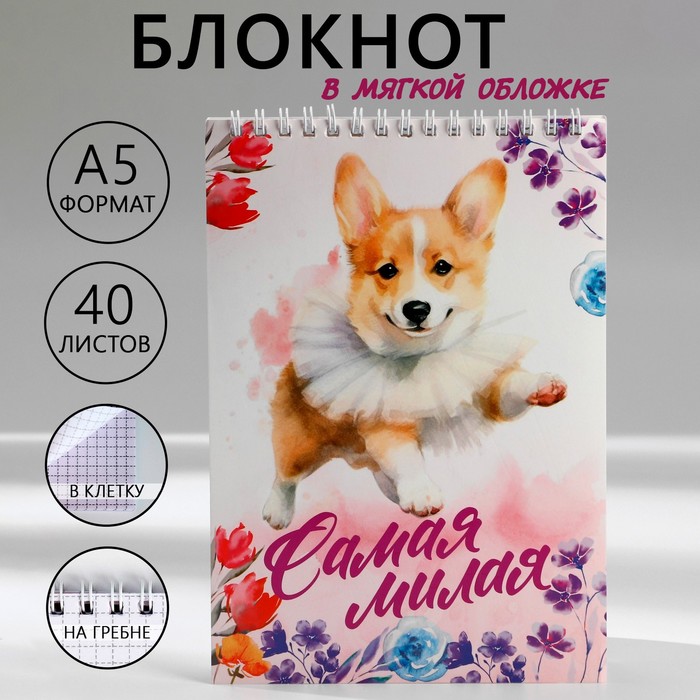 

Блокноты А5,40 л на гребне, обложка картон «Самая милая»