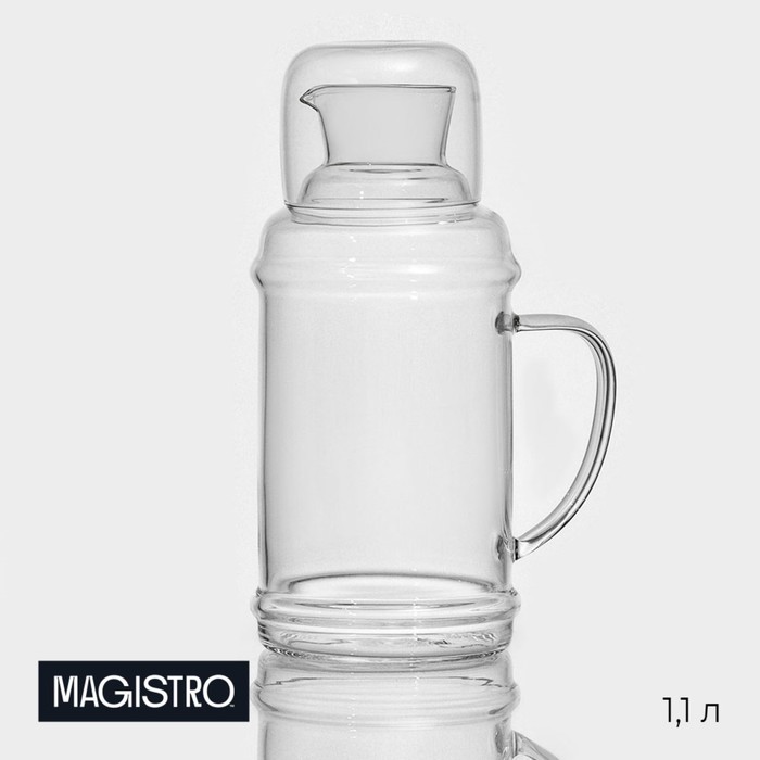

Кувшин стеклянный Magistro «Жакоб», 1,1 л, стакан в комплекте, Прозрачный