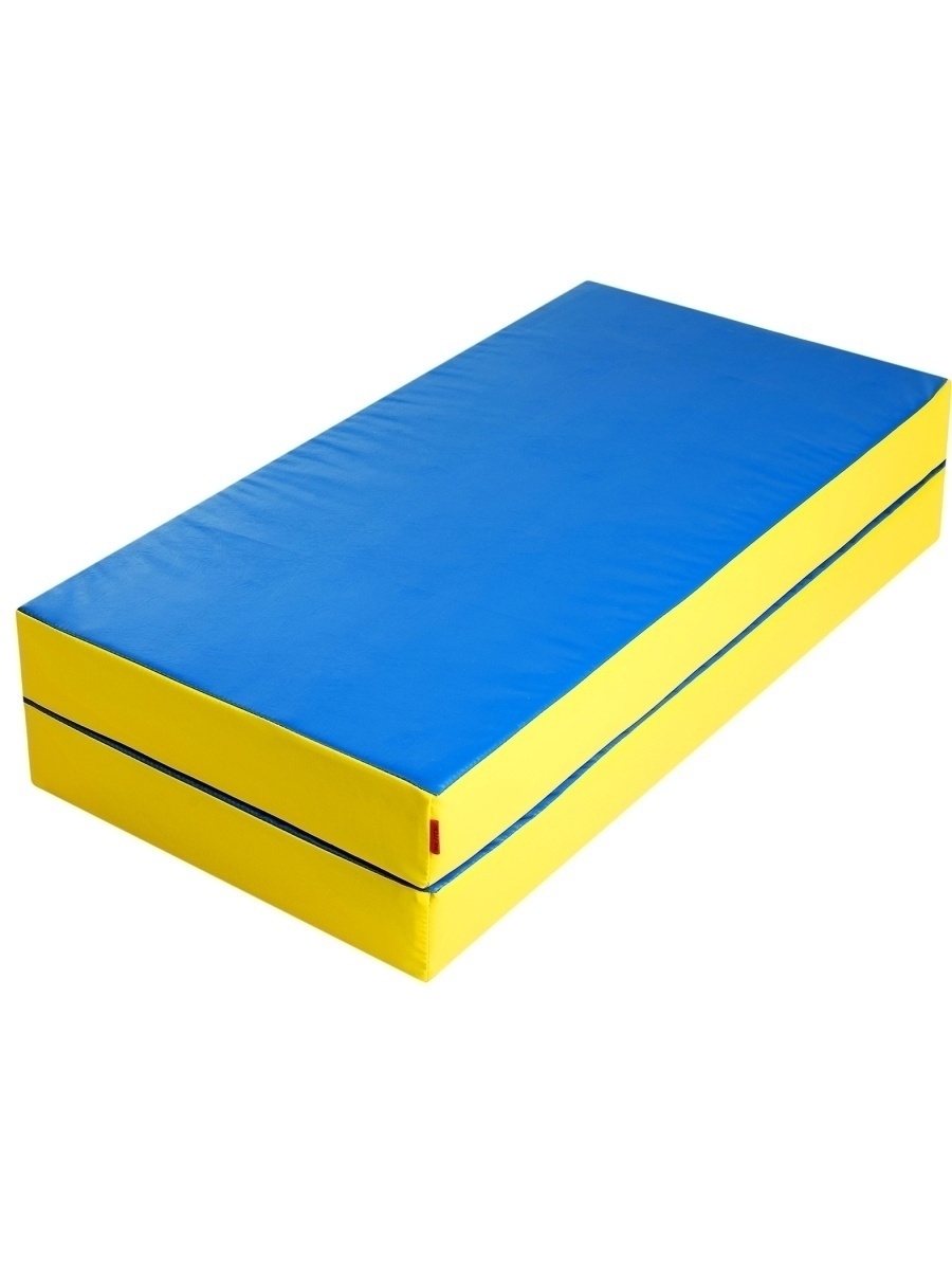 фото Мат спортивный гимнастический детский складной 1000х1000х100мм кз синий/желтый ideal