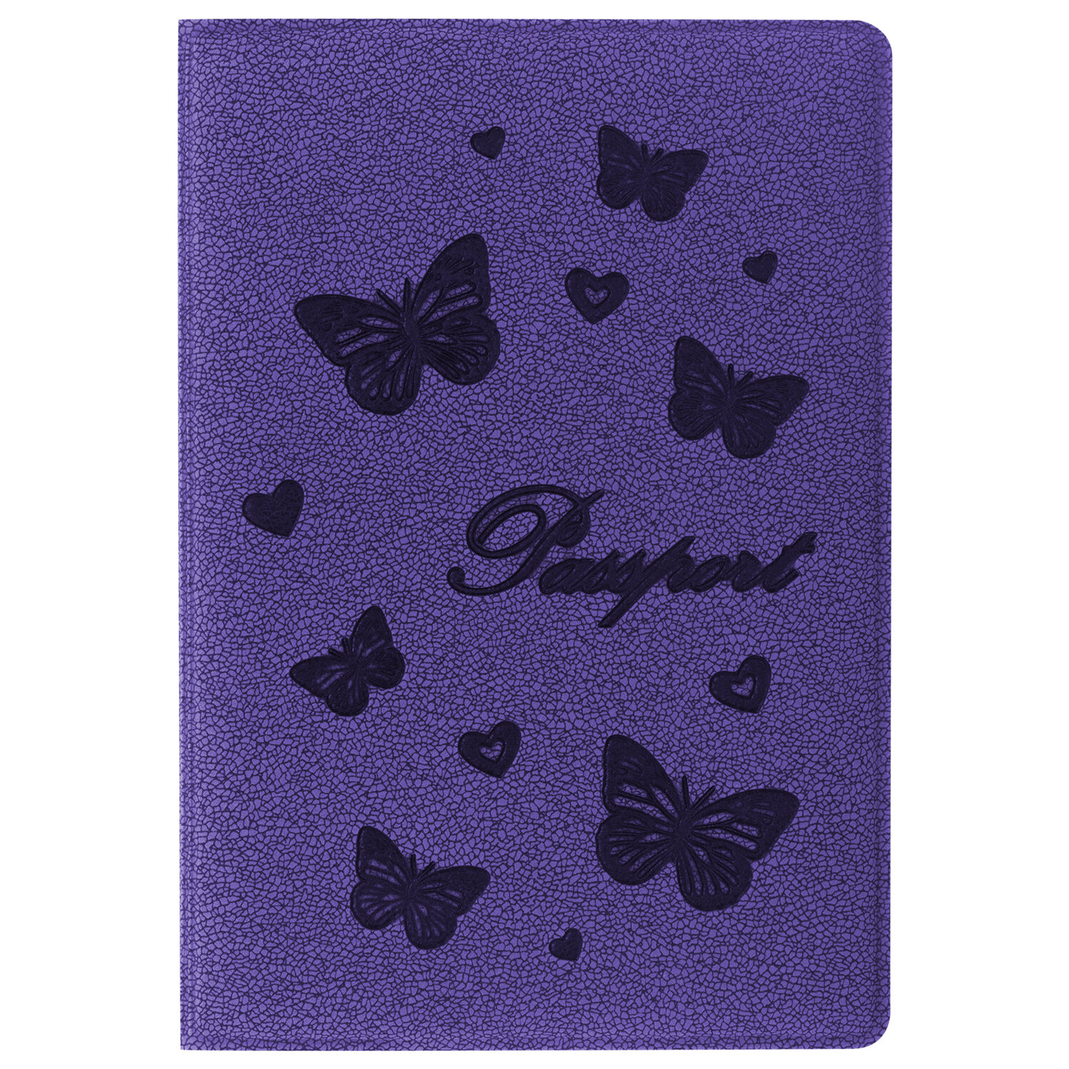 Обложка для паспорта Staff бархатный полиуретан, с бабочками, фиолетовый