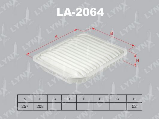 

Фильтр воздушный Mitsubishi ASX/Grandis/Lancer VIII 04>11 Citroen C4 Aircross 12> Lynx LA2