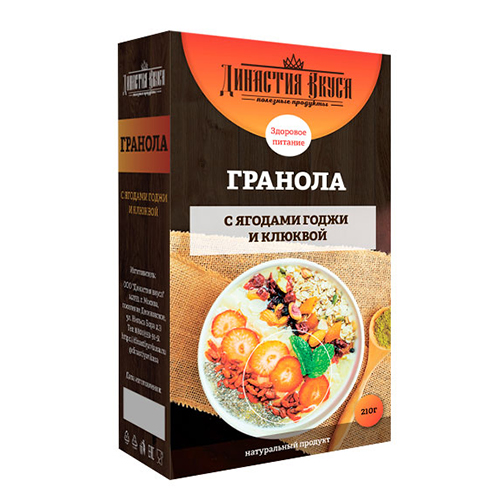 фото Гранола династия вкуса с ягодами годжи и клюквой, 210 г